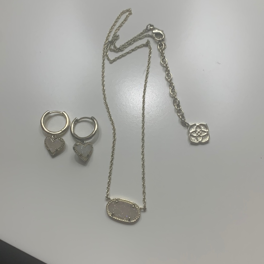 Drusy gold tone Elisa earrings & necklace
